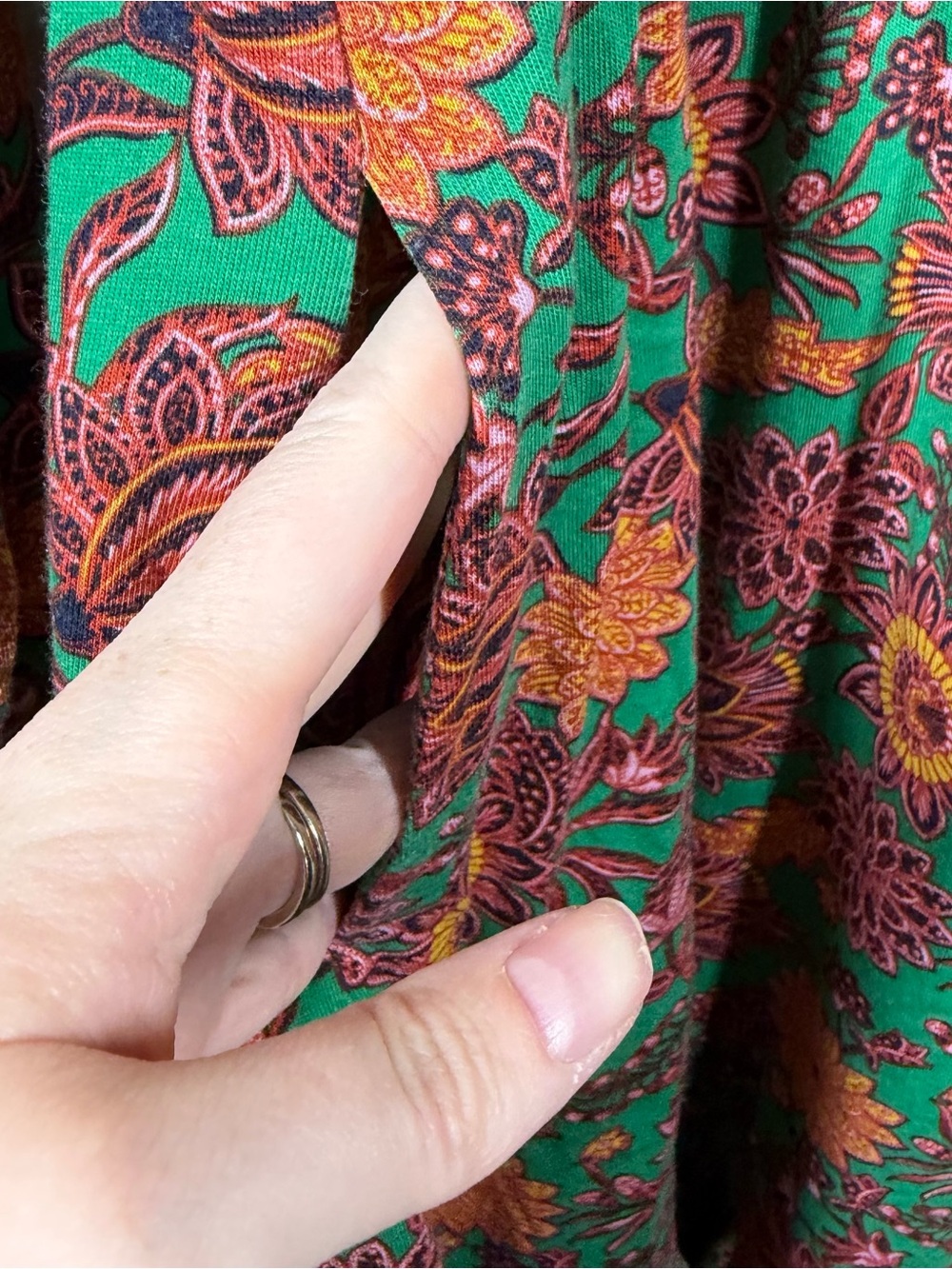 Boden Green Orange Floral Long Sleeve Midi Dress - Picture 4 of 6